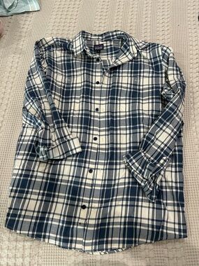 Patagonia Men’s Navy & White Plaid Button-Down Shirt
